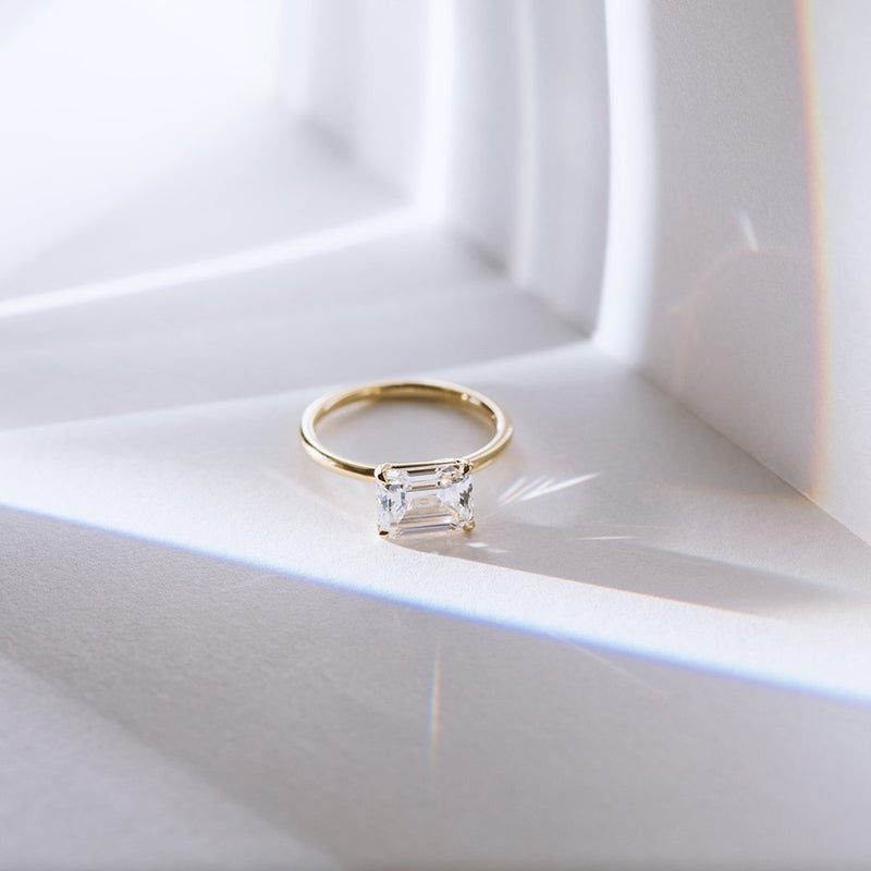ILA Emerald Engagement Ring East West