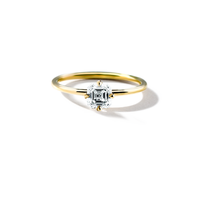 ILA 18K Yellow Gold Asscher Engagement Ring