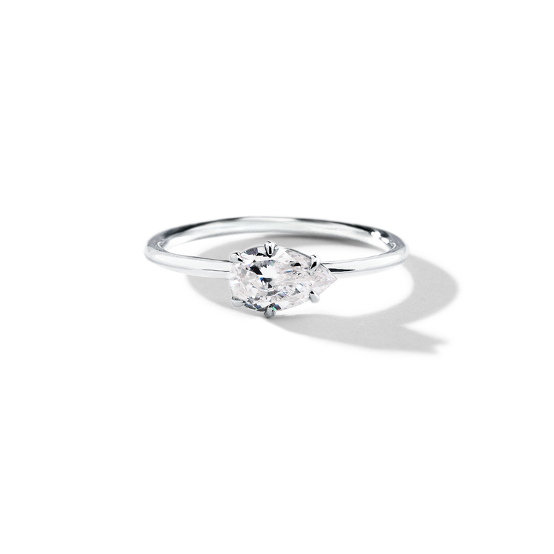 ILA Pear 18K White Gold Platinum Engagement Ring East West