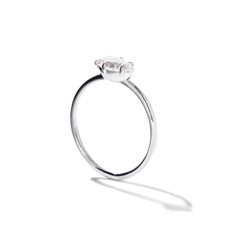 ILA Pear 18K White Gold Platinum Engagement Ring East West