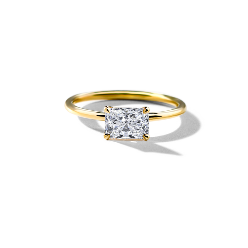 ILA Radiant 18K Yellow Gold Engagement Ring East West
