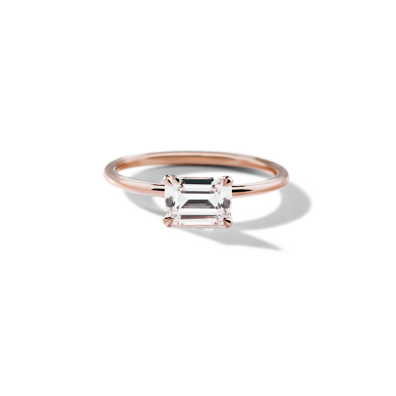 ILA Emerald 18K Rose Gold Engagement Ring East West