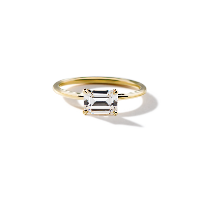ILA 18K Yellow Gold Emerald Engagement Ring East West