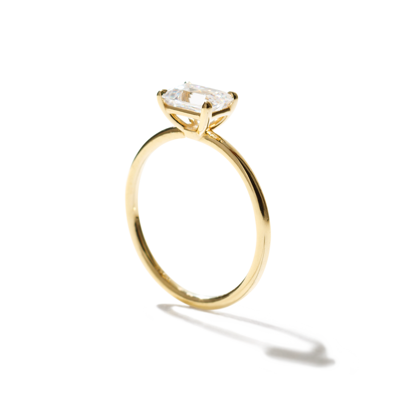 ILA 18K Yellow Gold Emerald Radiant Engagement Ring East West