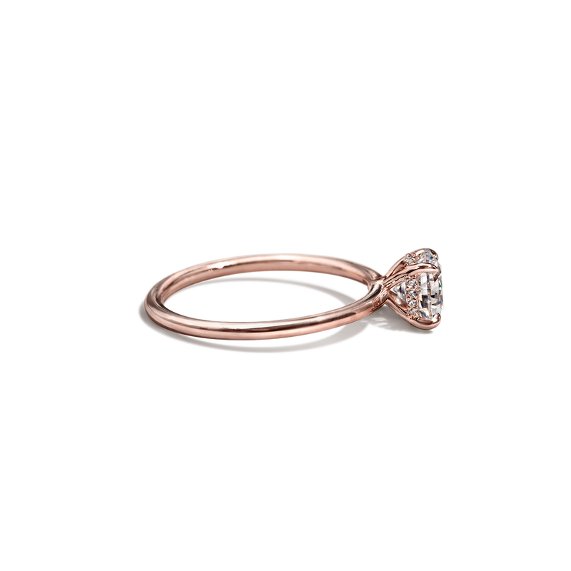 ILA 18K Rose Gold Round Hidden Halo Pave Engagement Ring