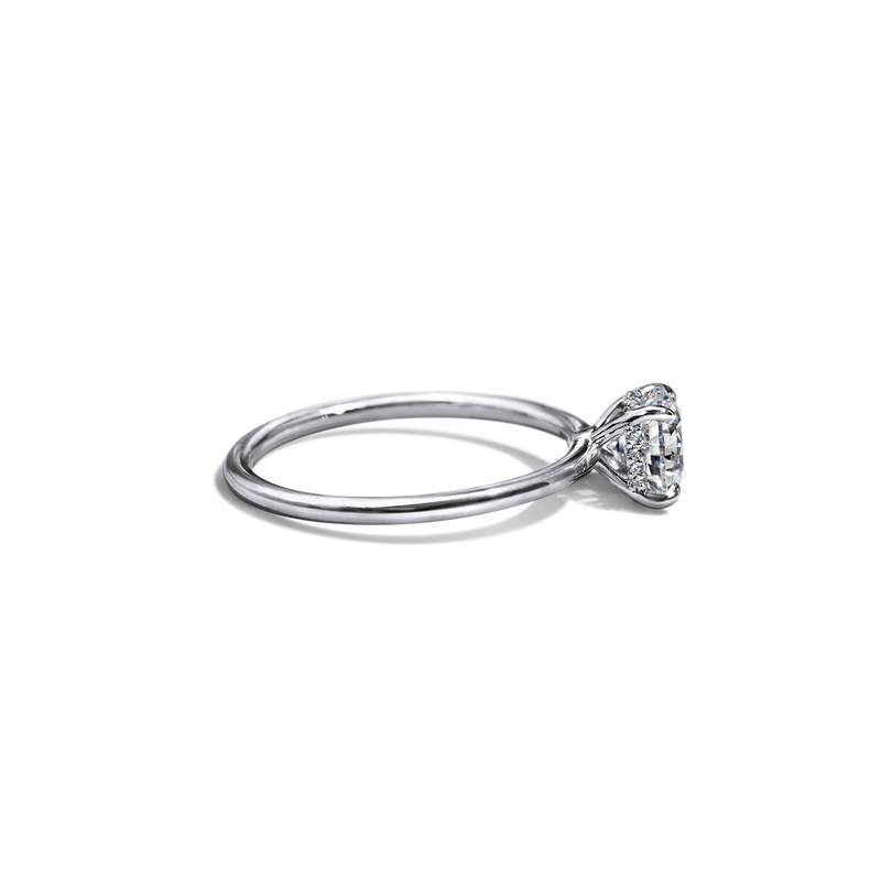 ILA Platinum 18K White Gold Round Hidden Halo Pave Engagement Ring