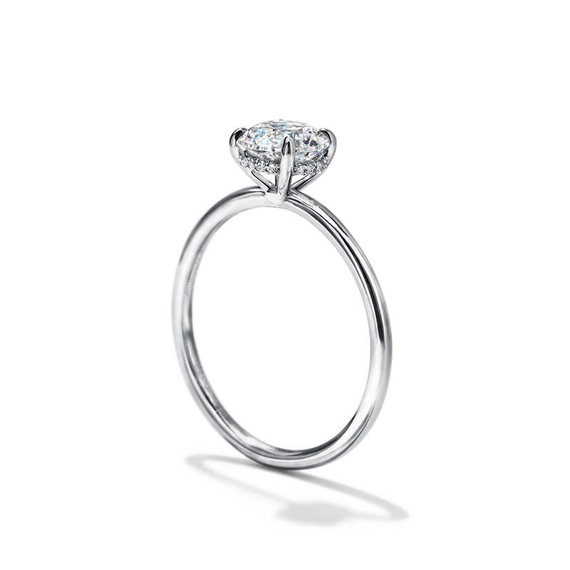 ILA Platinum 18K White Gold Round Hidden Halo Pave Engagement Ring
