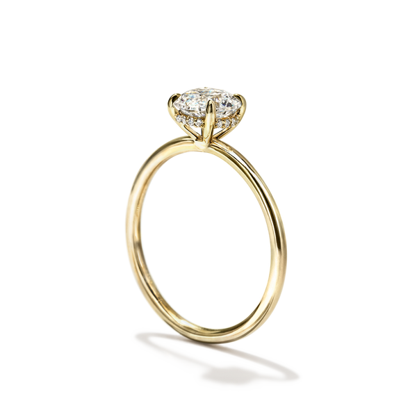 ILA 18K Yellow Gold Round Hidden Halo Pave Engagement Ring