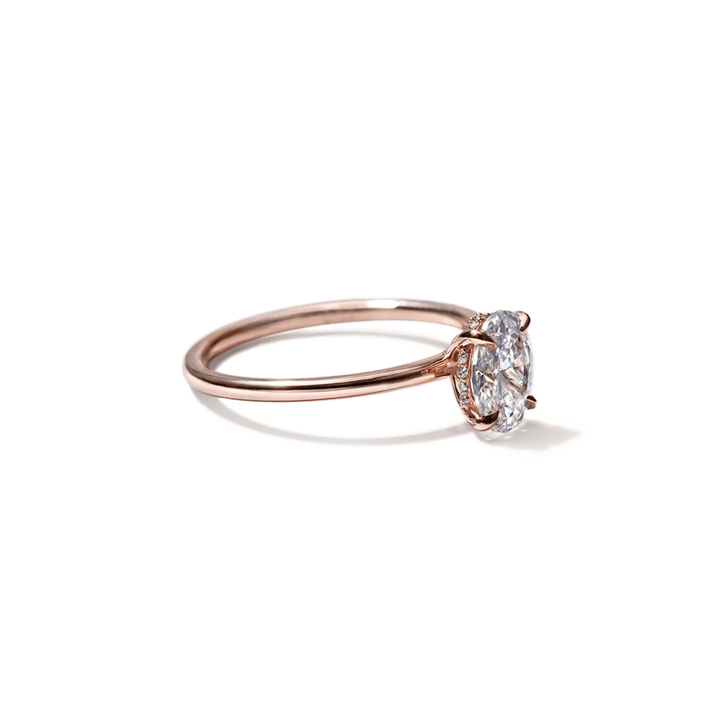 ILA 18K Rose Gold Oval Hidden Halo Pave Engagement Ring