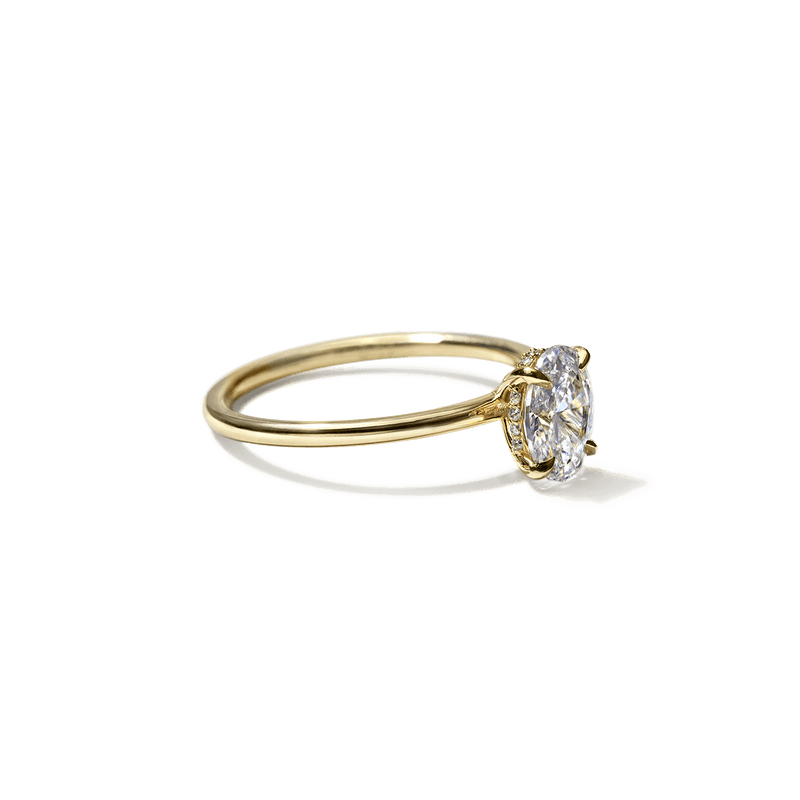 ILA 18K Yellow Gold Oval Hidden Halo Pave Engagement Ring