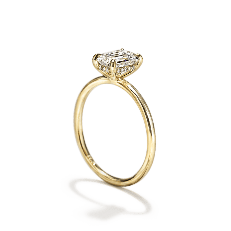 ILA 18K Yellow Gold Radiant Hidden Halo Pave Engagement Ring