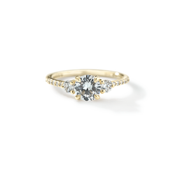 ILA 3 Stone Diamond Pave Engagement Ring 18K Yellow Gold