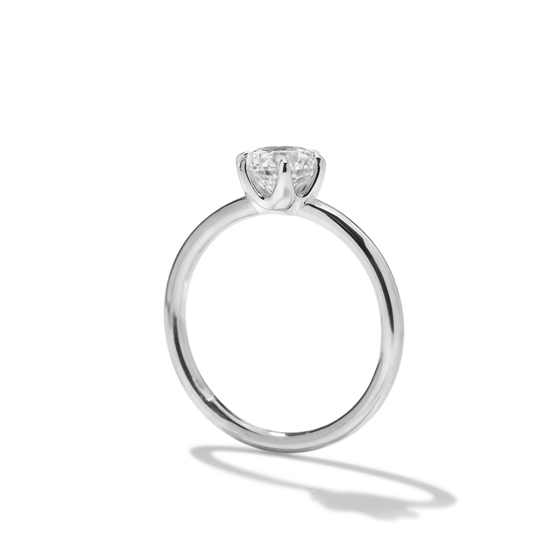 18K White Gold Platinum Chispa Round Engagement Ring