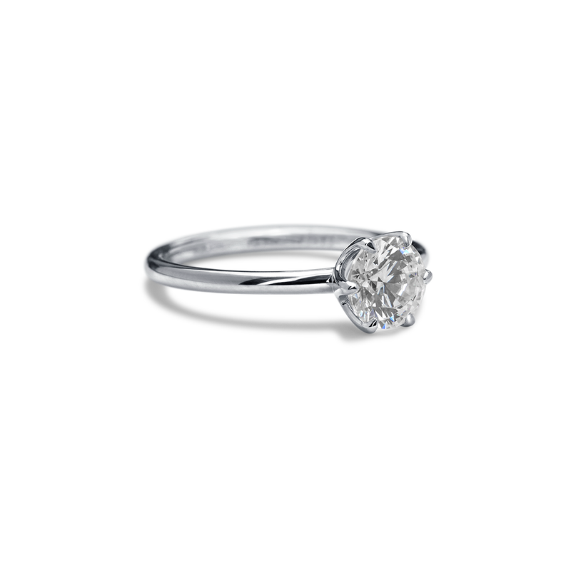 18K White Gold Platinum Chispa Round Engagement Ring