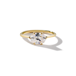 18K Yellow Gold Oval East West Engagement Ring